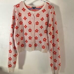 Wild Fable pink flower button up sweater